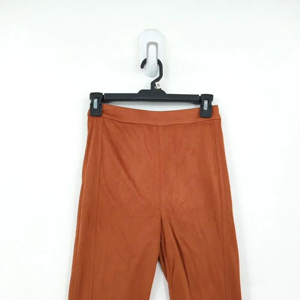 HOUSE OF CB Women XS Sazan Leggings Tan Brown Faux Suede High Waist Rise NEW
